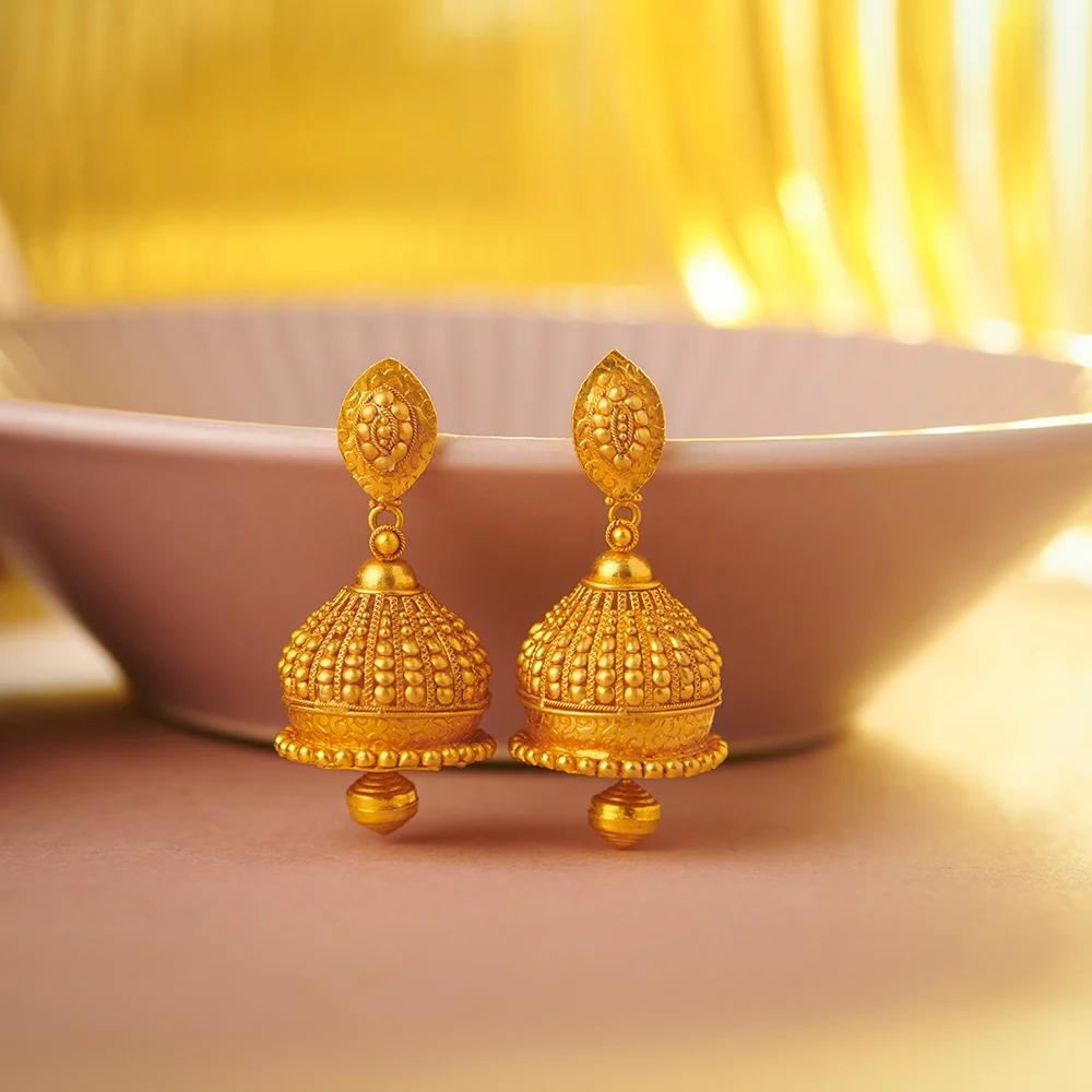 Gold Jhumkas - The Balaji Jewellers